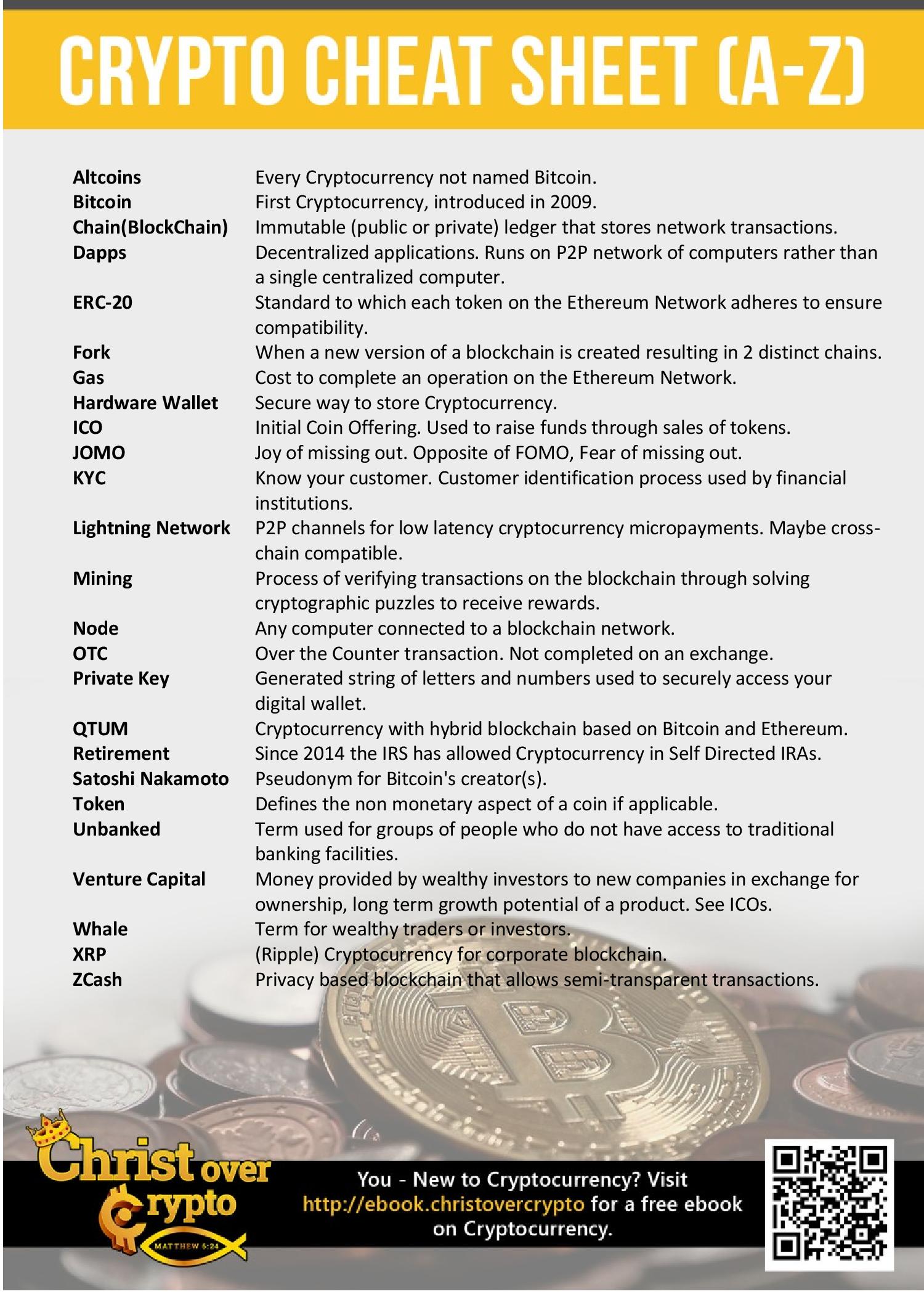 crypto currency cheat sheet